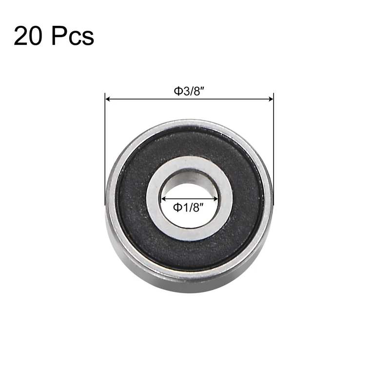 R2-2RS Deep Groove Ball Bearing 20pcs 1/8"x3/8"x5/32" Z1 Double Rubber Sealed