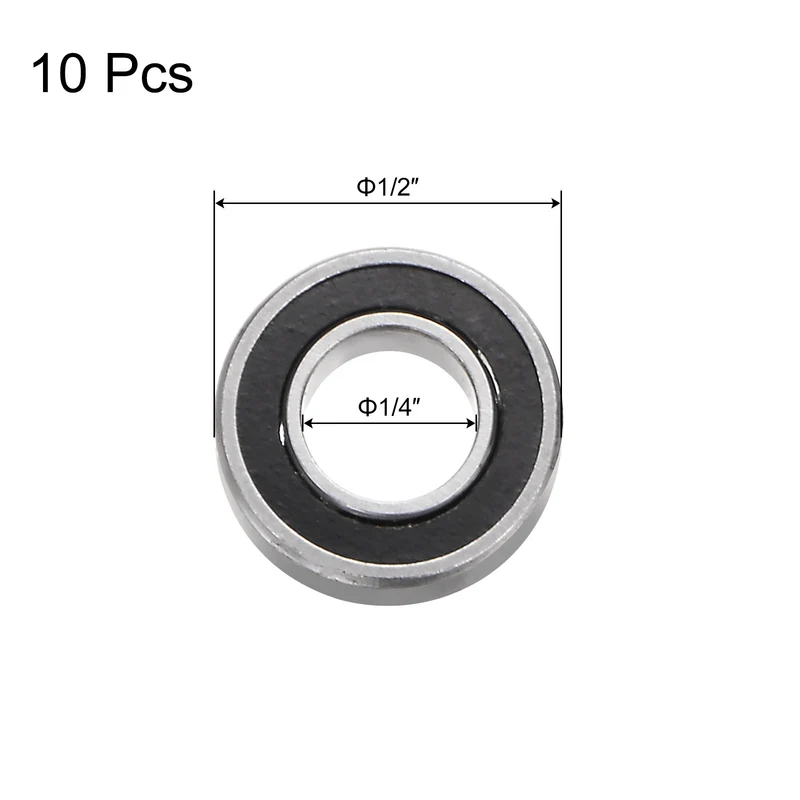 R188-2RS Deep Groove Ball Bearing 10pcs 1/4"x1/2"x3/16" Z2 Double Rubber Sealed