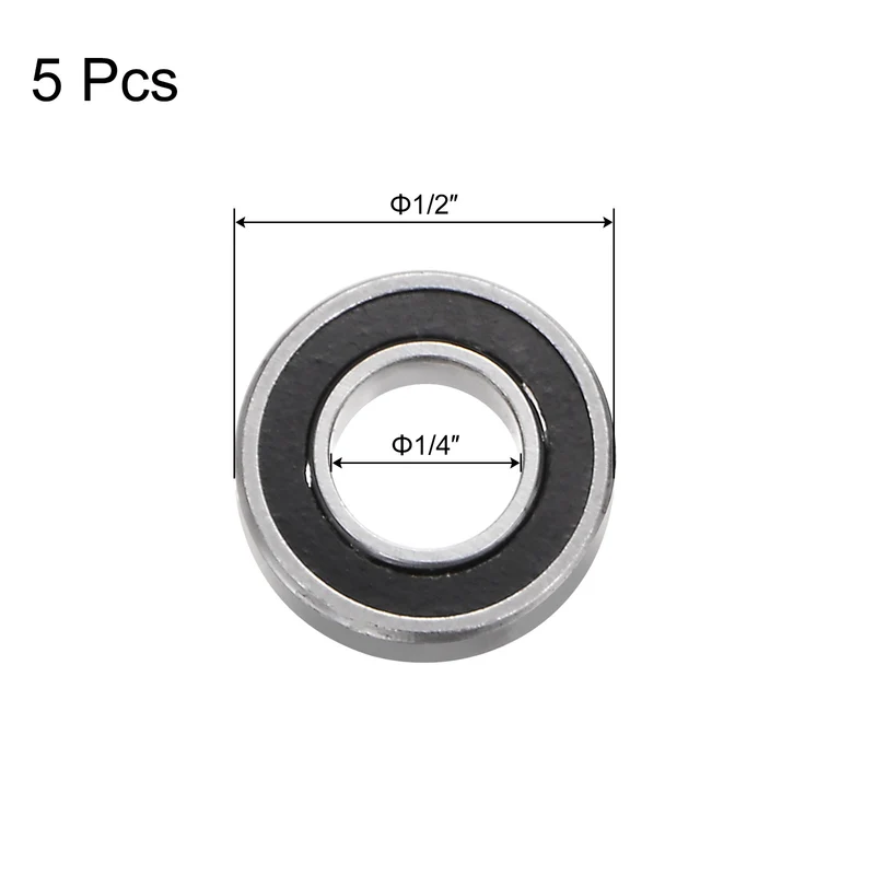 R188-2RS Deep Groove Ball Bearing 5pcs 1/4"x1/2"x3/16" Z2 Double Rubber Sealed
