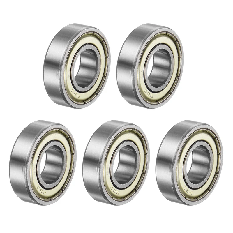 R8ZZ Deep Groove Ball Bearing 5pcs 1/2"x1 1/8"x5/16" P0 Double Steel Shielded