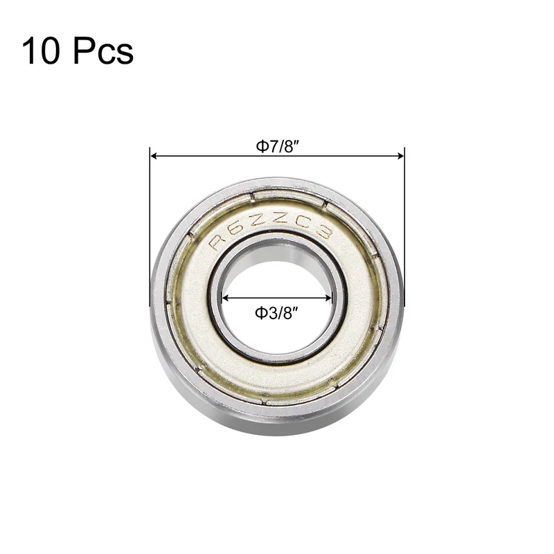 R6ZZ Deep Groove Ball Bearing 10pcs 3/8"x7/8"x9/32" Z2 Double Steel Shielded