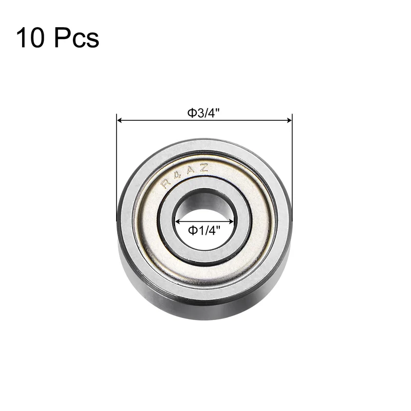 R4AZZ Deep Groove Ball Bearing 10pcs 1/4"x3/4"x9/32" Z2 Double Steel Shielded
