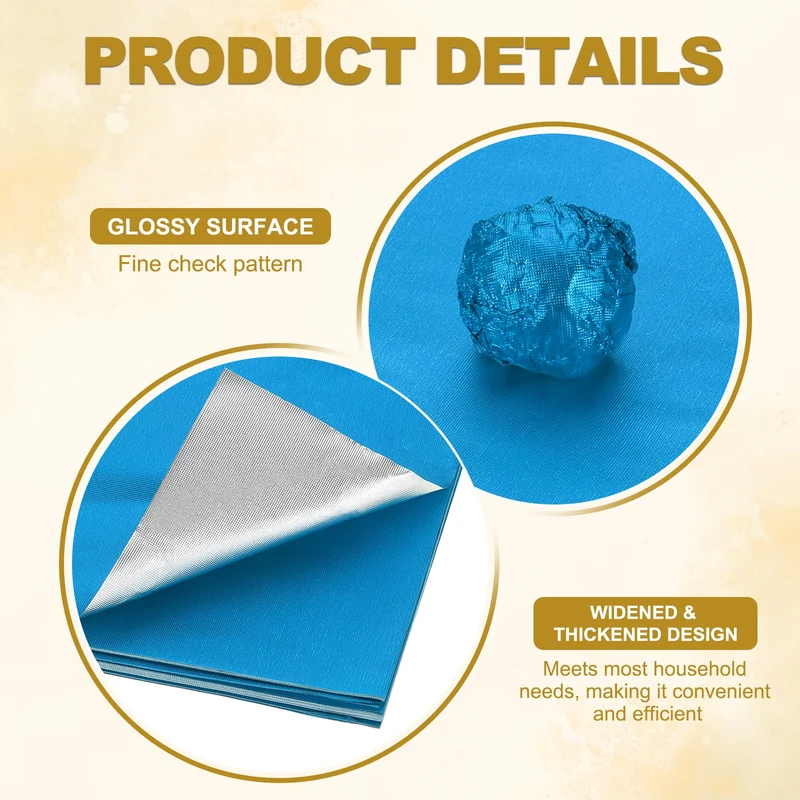 100 Pcs 4x4 Inch Foil Candy Wrappers Chocolate Wrapping Paper Light Blue