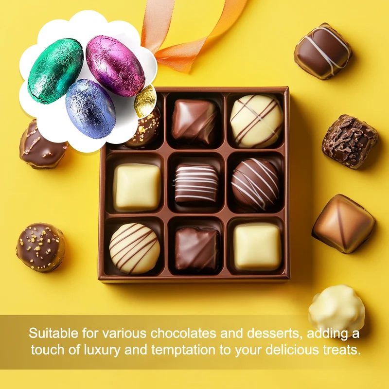 100 Pcs 4x4 Inch Foil Candy Wrappers Chocolate Wrapping Paper Light Blue