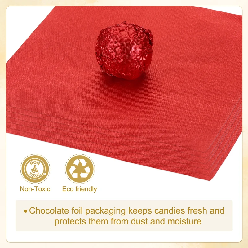 Foil Candy Wrappers 6x6 Inch, 100 Pcs Red Fine Grid Paper for DIY Chocolate