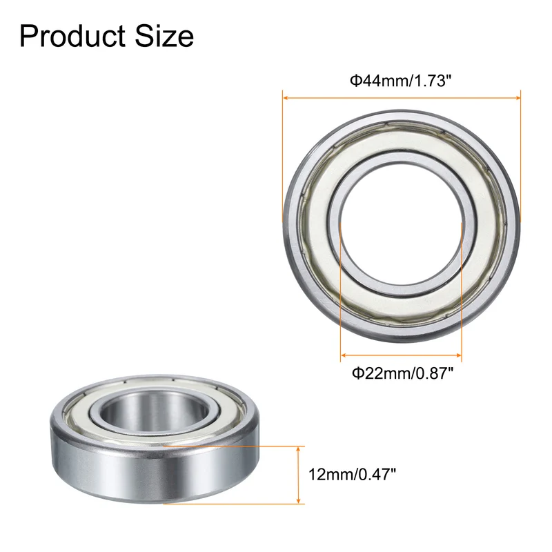 4 Pcs 60/22-2Z Deep Groove Ball Bearing, 22x44x12 mm Double Sealed Bearing Z3