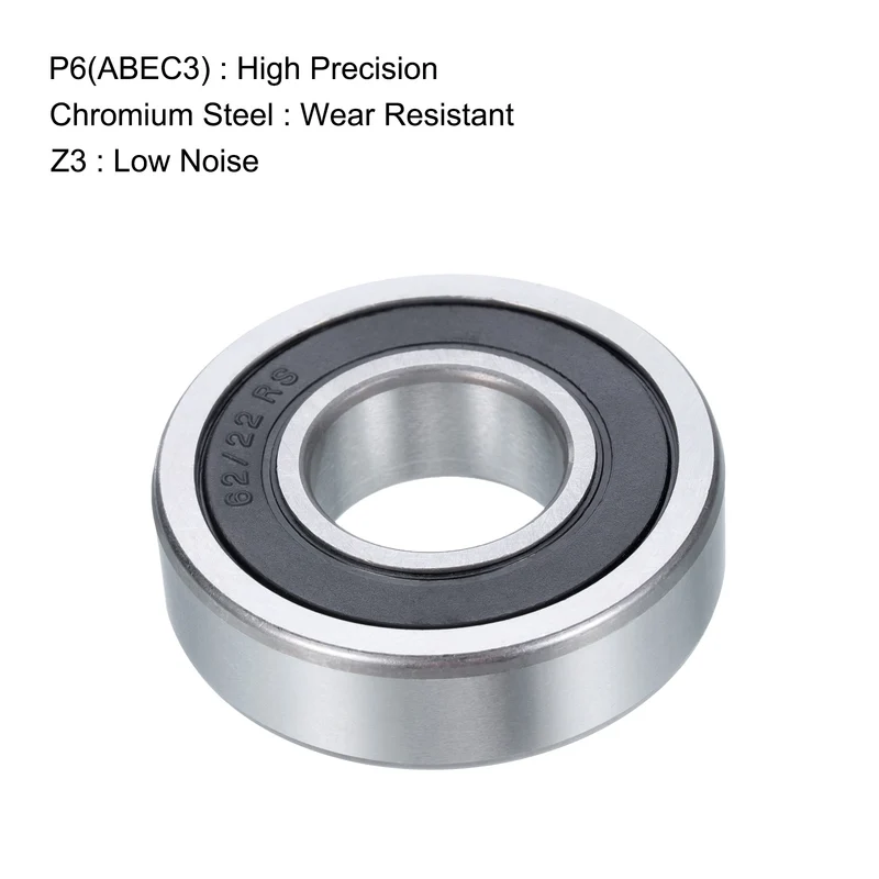 4 Pcs 62/22-2RS Deep Groove Ball Bearing, 22x50x14 mm Double Sealed Bearing Z3