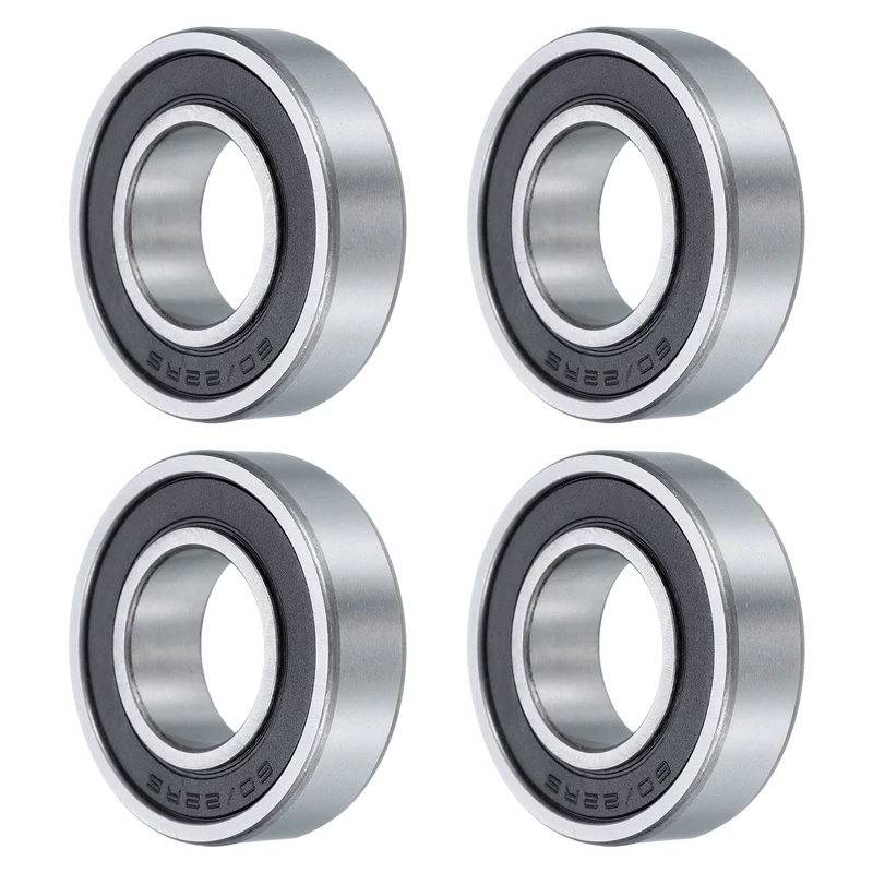 4 Pcs 60/22-2RS Deep Groove Ball Bearing, 22mm x 44mm x 12mm High Carbon Chrome Steel Z3 Double Rubber Sealed Bearing (ABEC3)