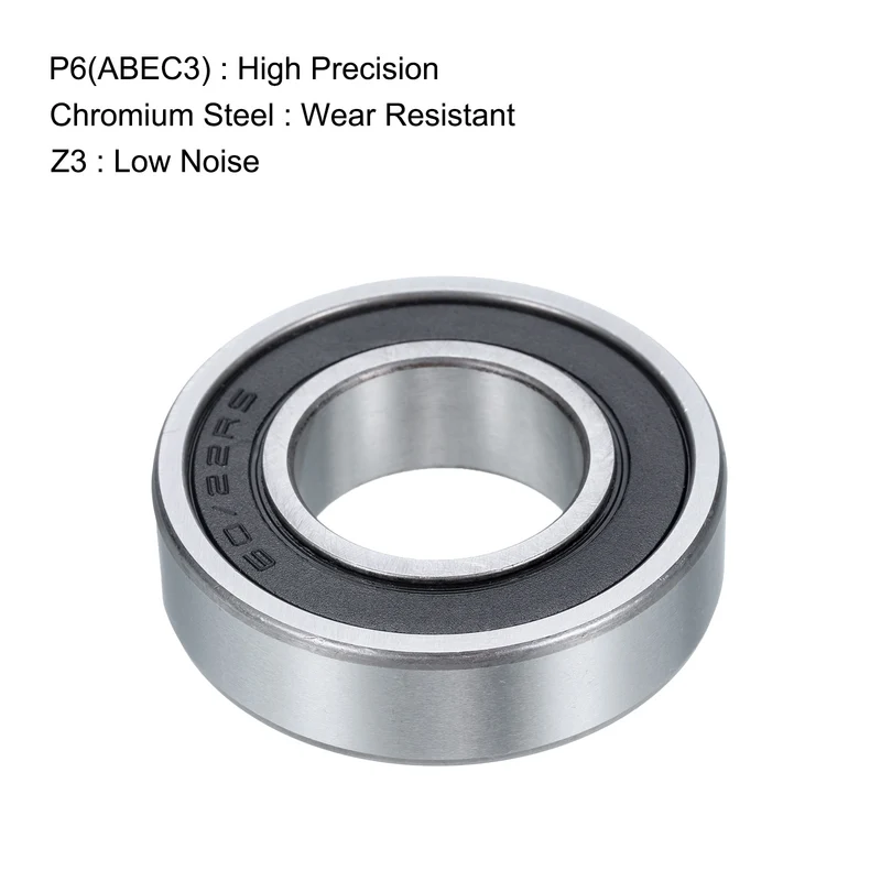 4 Pcs 60/22-2RS Deep Groove Ball Bearing, 22mm x 44mm x 12mm High Carbon Chrome Steel Z3 Double Rubber Sealed Bearing (ABEC3)