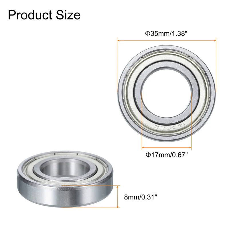 4 Pcs 16003-2Z Deep Groove Ball Bearing, 18x35x8 mm Double Sealed Bearing P0 Z3