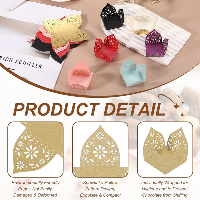 30Pcs 1.4x1.4" Snowflake Truffle Wrapper Cupcake Liners for Decor, Beige