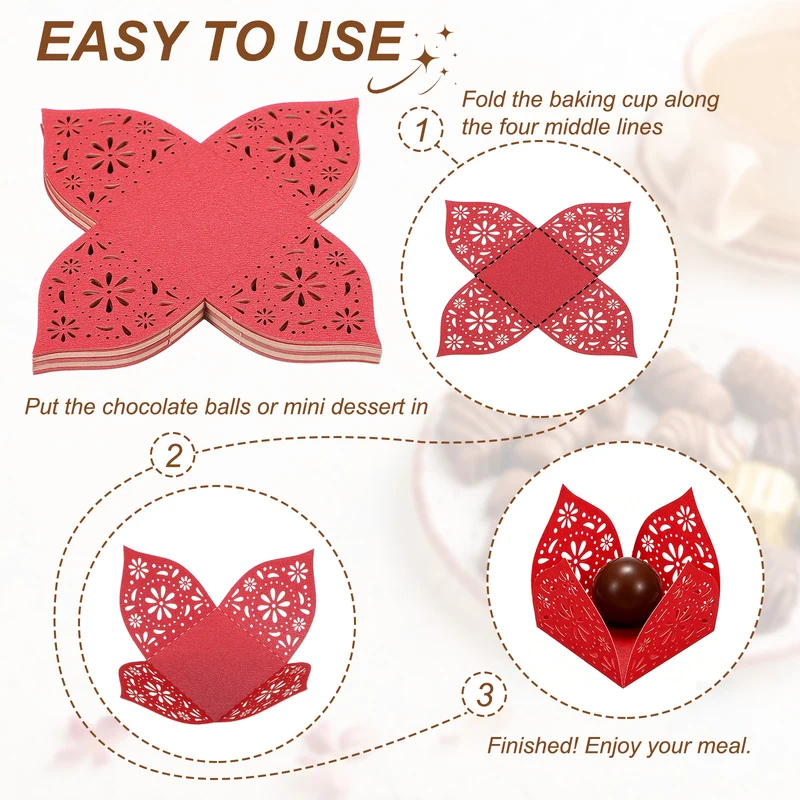 30Pcs 1.4x1.4" Snowflake Truffle Wrapper Cupcake Liners for Decor, Beige