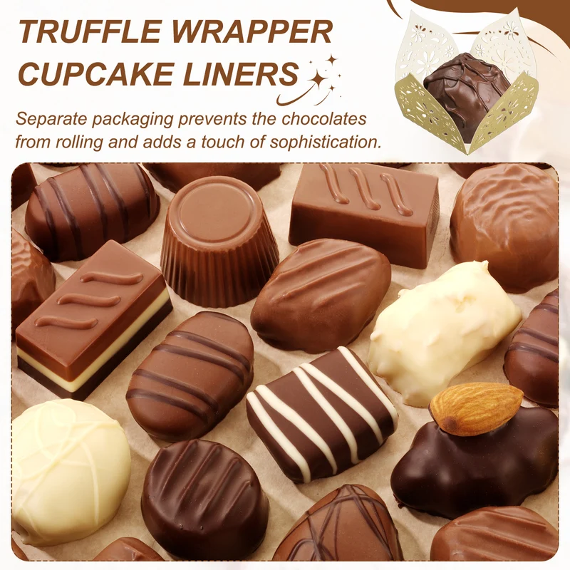 30Pcs 1.4x1.4" Snowflake Truffle Wrapper Cupcake Liners for Decor, Beige