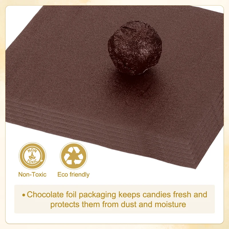 Foil Candy Wrappers 5x5 Inch, 100 Pcs Brown Orange Pattern Paper for Candy