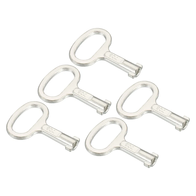 5Pcs Key Shape Socket Spanner Key for 0.45"x0.2" Cupboard Panel Lock Silver