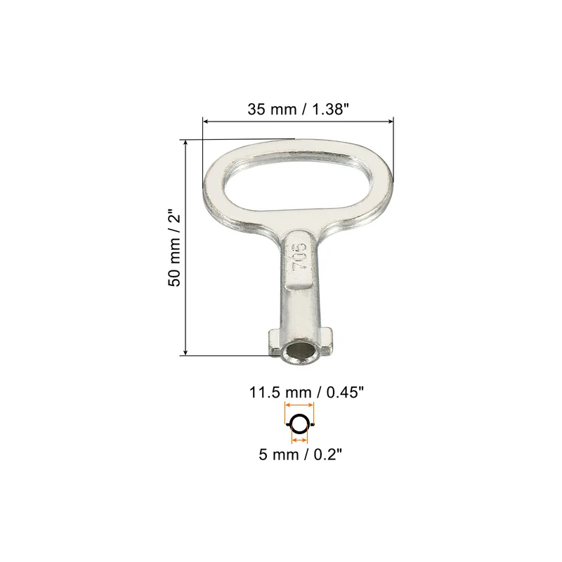5Pcs Key Shape Socket Spanner Key for 0.45"x0.2" Cupboard Panel Lock Silver