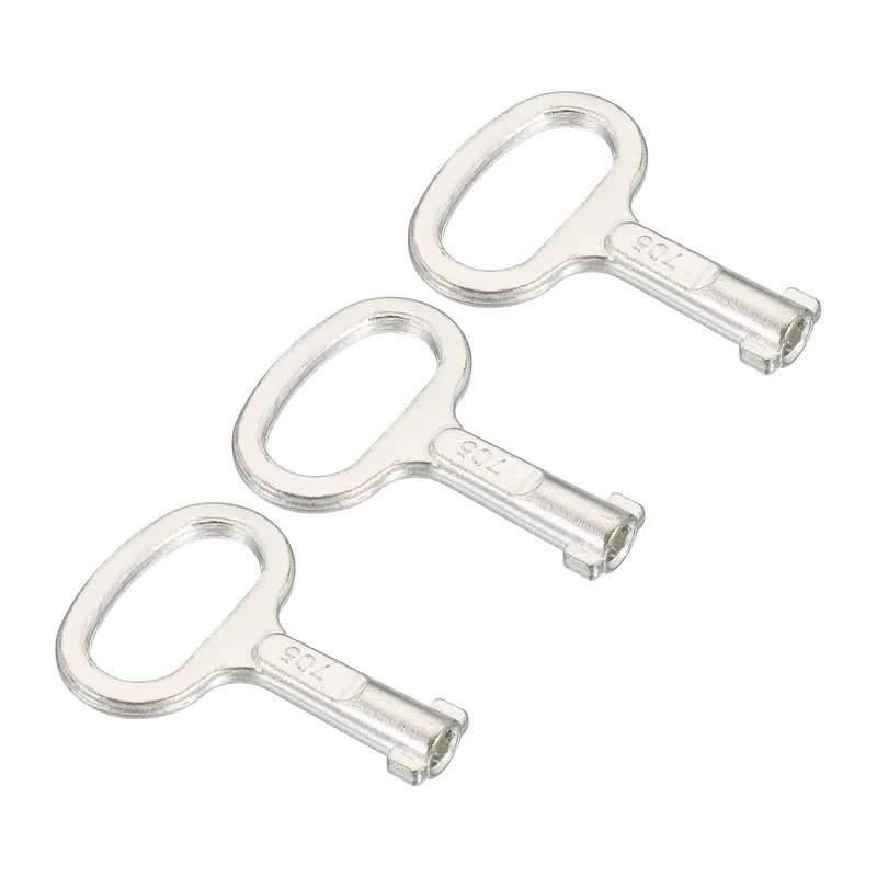 3Pcs Key Shape Socket Spanner Key for 0.45"x0.2" Cupboard Panel Lock Silver