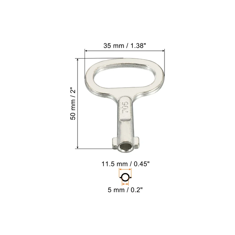 3Pcs Key Shape Socket Spanner Key for 0.45"x0.2" Cupboard Panel Lock Silver