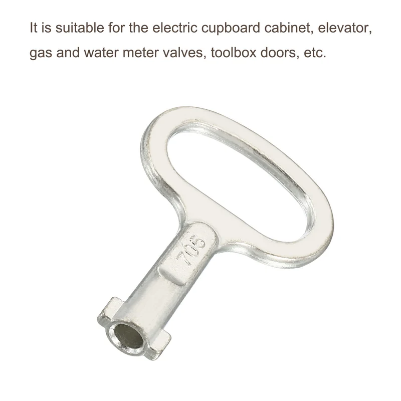 3Pcs Key Shape Socket Spanner Key for 0.45"x0.2" Cupboard Panel Lock Silver