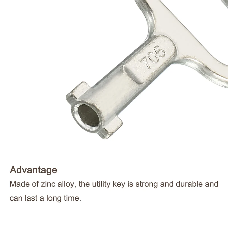 3Pcs Key Shape Socket Spanner Key for 0.45"x0.2" Cupboard Panel Lock Silver