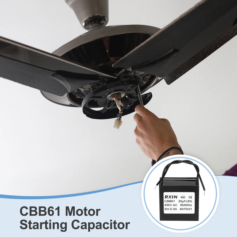 2 Pcs CBB61 Capacitor, 20uF 450V Plastic Ceiling Fan Capacitor