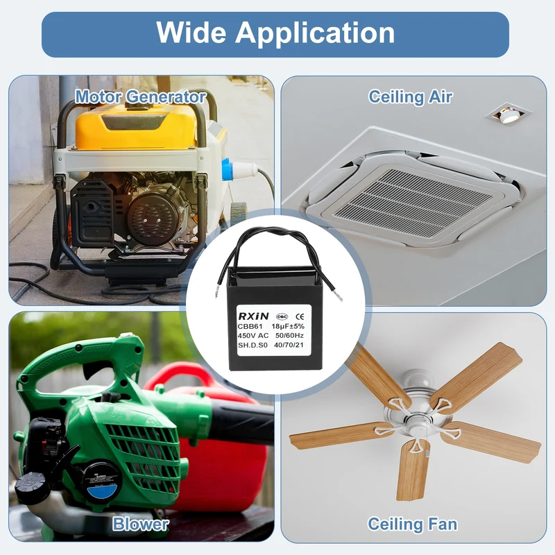 2 Pcs CBB61 Capacitor, 18uF 450V Plastic Ceiling Fan Capacitor