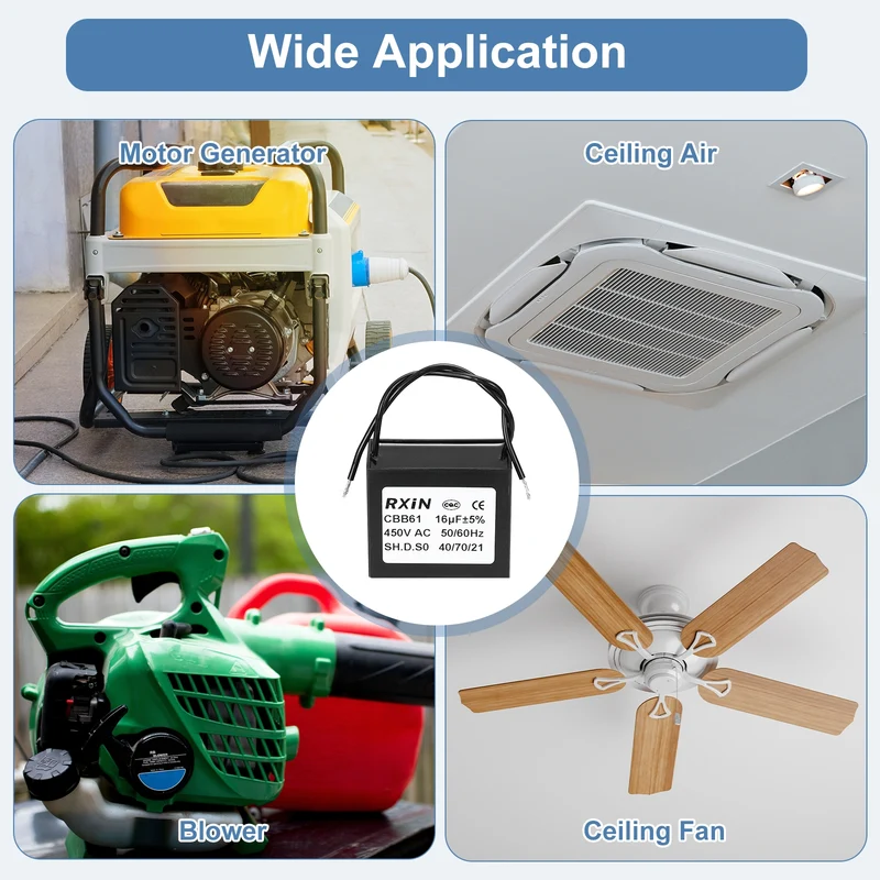 2 Pcs CBB61 Capacitor, 16uF 450V Plastic Ceiling Fan Capacitor