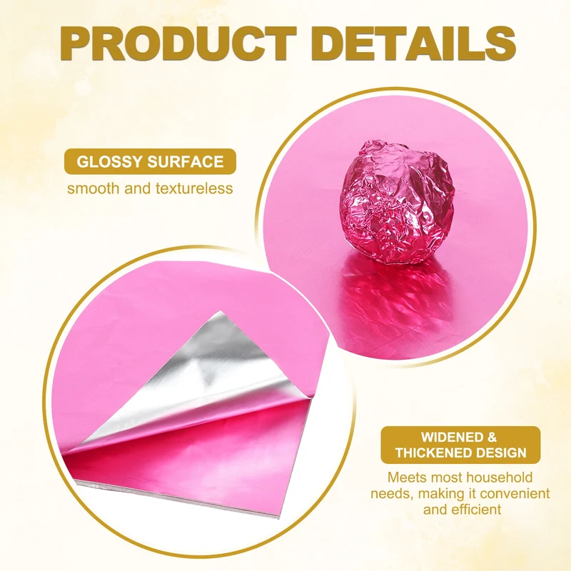 200 Pcs 3x3 Inch Foil Candy Wrappers Chocolate Wrapping Paper Pink