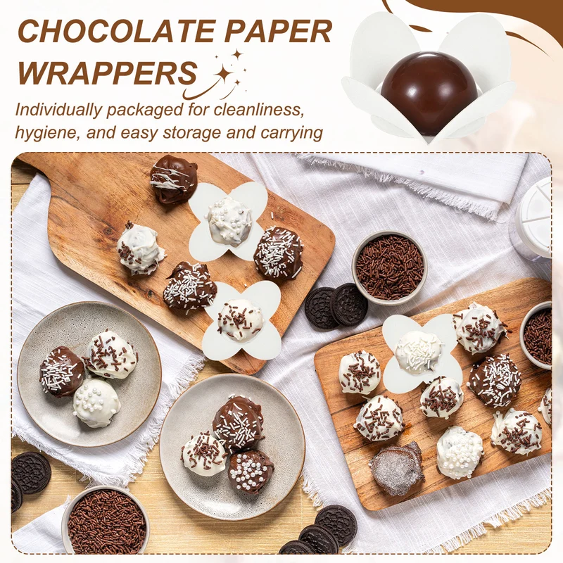 50Pcs Truffle Wrappers, Mini Cupcake Liners Chocolate Cups Liners, White