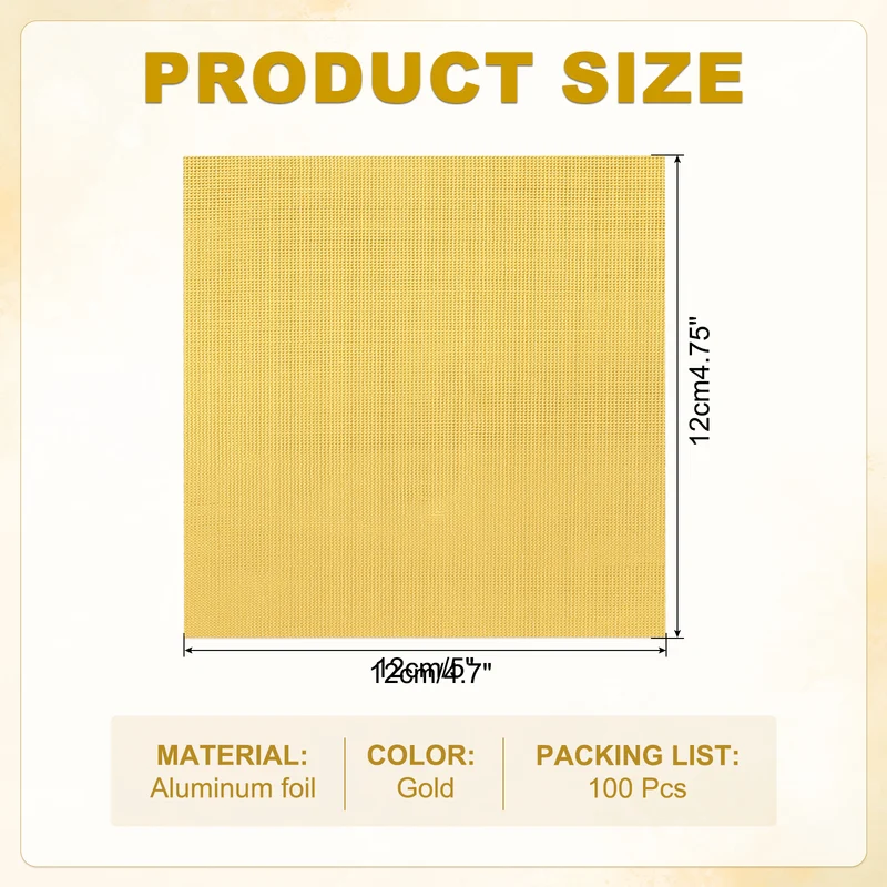 Foil Candy Wrappers 5x5 Inch, 100 Pcs Gold Fine Grid Paper for DIY Chocolate