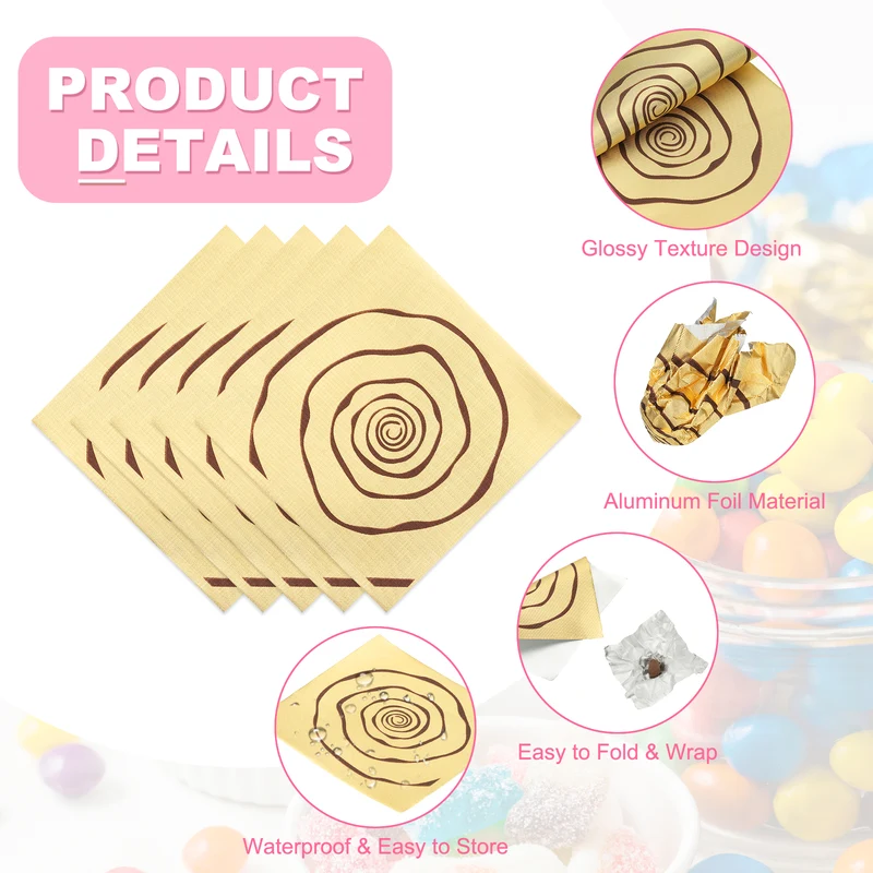 100Pcs Candy Foil Wrappers 3.9 x 3.9 Inch Chocolate Wrappers Gold)