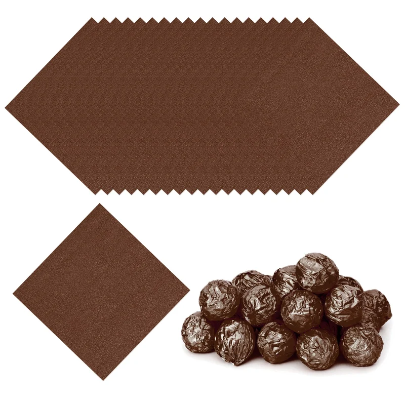 Foil Candy Wrappers 3x3 Inch, 100 Pcs Brown Orange Pattern Paper for Candy