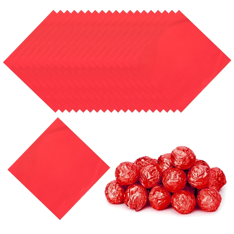 200 Pcs 4x4 Inch Foil Candy Wrappers Chocolate Wrapping Paper Red