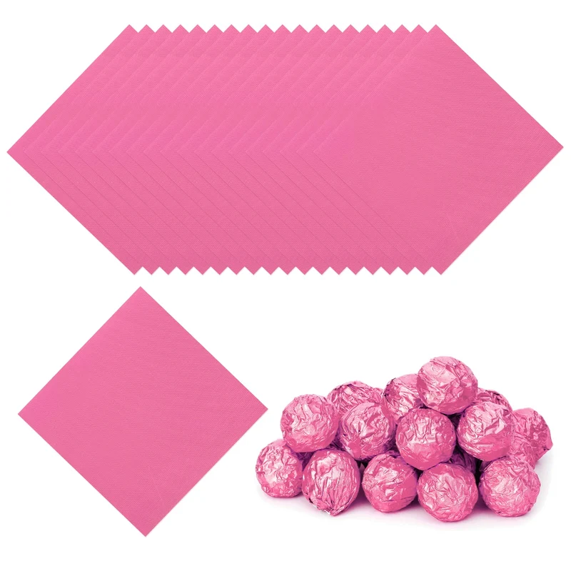 Foil Candy Wrappers 3x3 Inch, 100 Pcs Pink Fine Grid Paper for DIY Chocolate