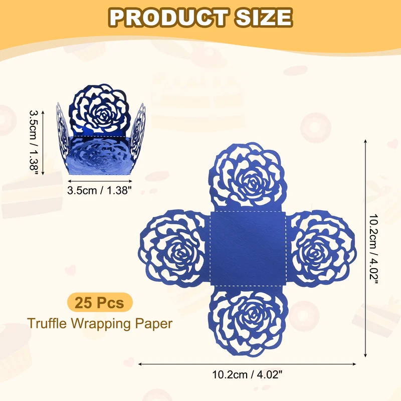 25PCS 4 Inch Truffle Wrappers for Wedding Birthday, Dark Blue