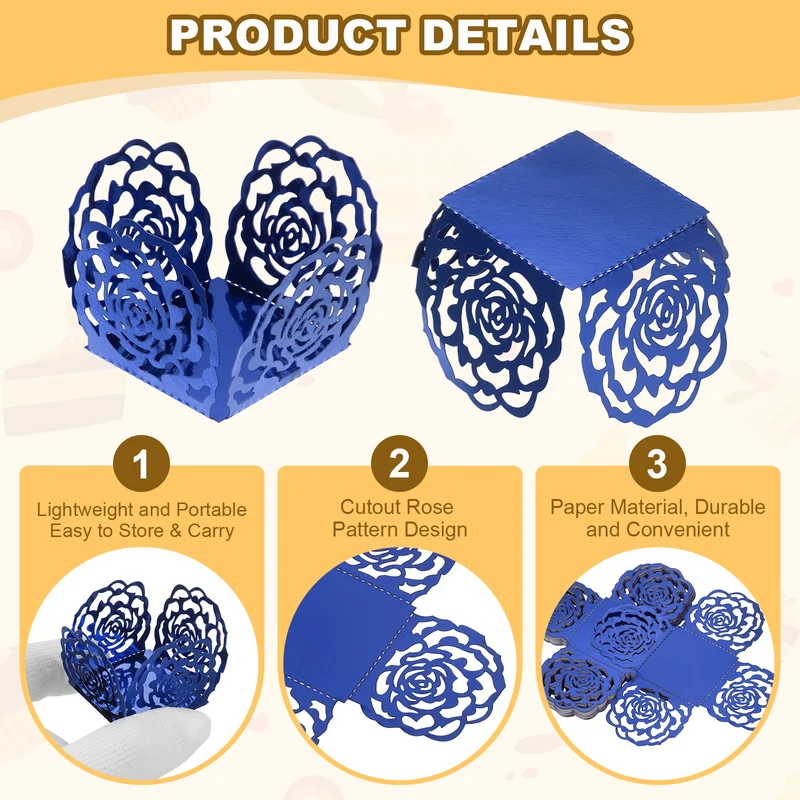25PCS 4 Inch Truffle Wrappers for Wedding Birthday, Dark Blue