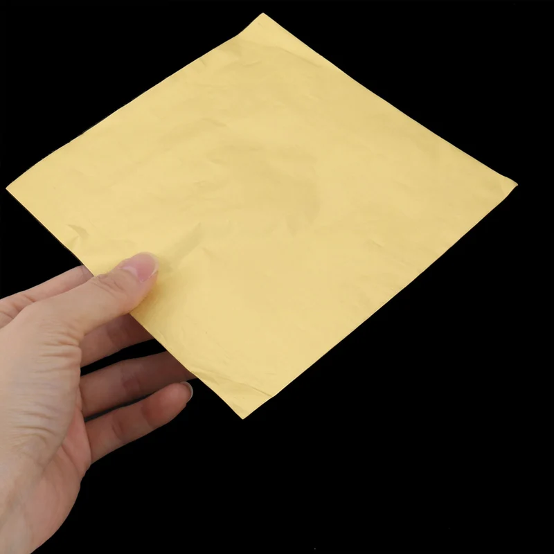 Aluminum Foil Square Candy Sweet Chocolate Confectionery Wrapping Paper Gold Tone 100pcs