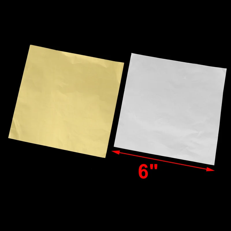 Aluminum Foil Square Candy Sweet Chocolate Confectionery Wrapping Paper Gold Tone 100pcs