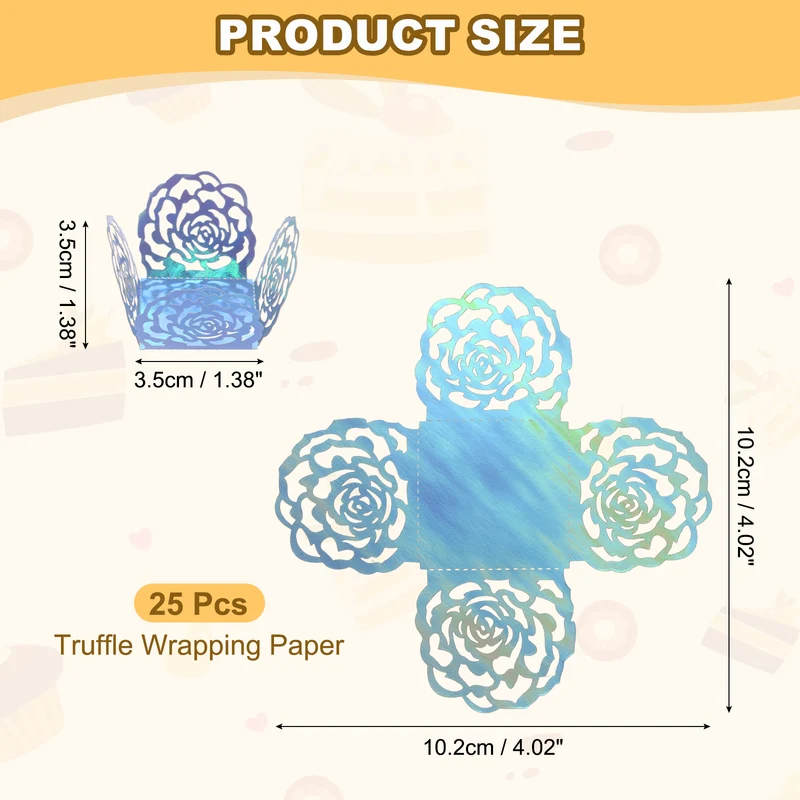 25PCS 4 Inch Truffle Wrappers for Wedding Birthday, Blue