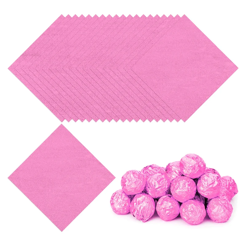 Foil Candy Wrappers 5x5 Inch, 100 Pcs Pink Orange Pattern Paper for Candy