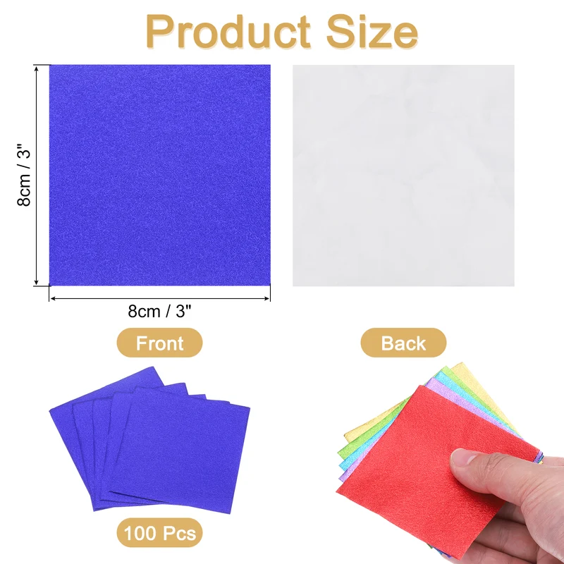100pcs Dark blue Metallic Foil Paper, 3x3" Orange Texture Wrapping Paper
