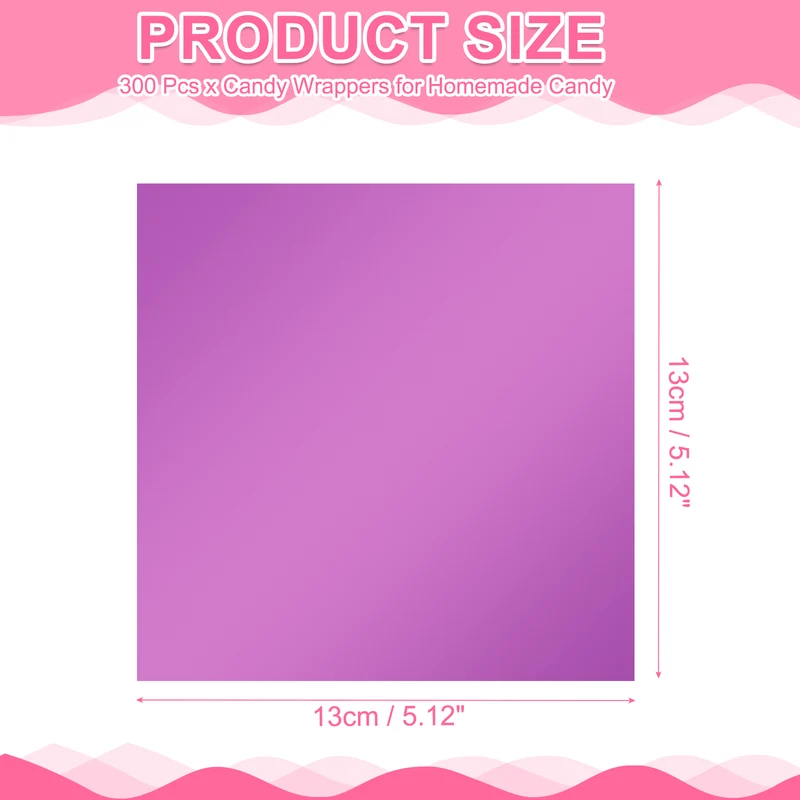 300 Pcs Candy Wrappers, 5 x 5 Inch Chocolate Wrap Paper for Lollipop, Purple