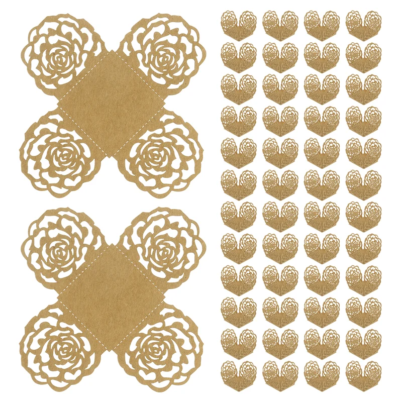 50PCS 4 Inch Truffle Wrappers for Wedding Birthday, Natural Wood Color