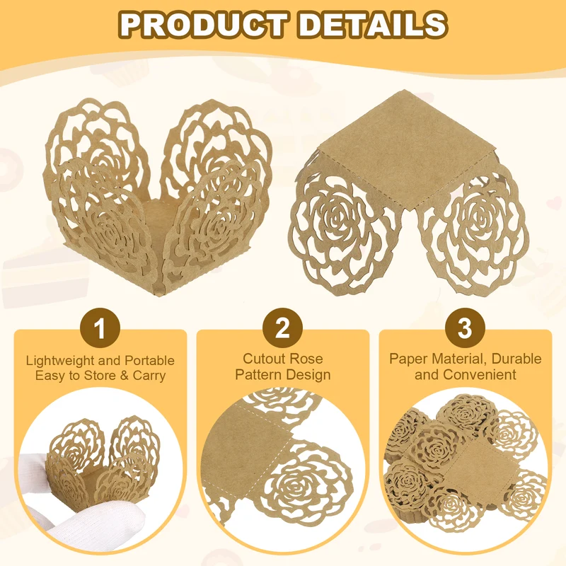 50PCS 4 Inch Truffle Wrappers for Wedding Birthday, Natural Wood Color
