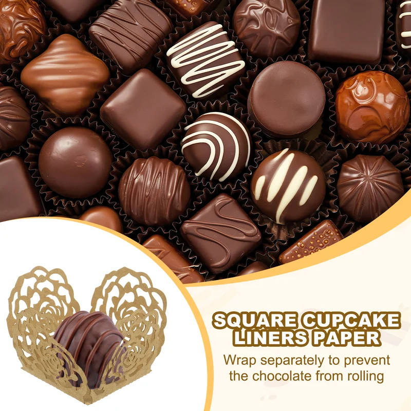 50PCS 4 Inch Truffle Wrappers for Wedding Birthday, Natural Wood Color