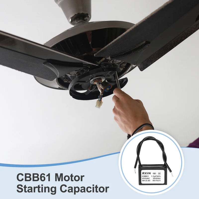 2 Pcs CBB61 Capacitor, 1.2uF 450V Plastic Ceiling Fan Capacitor