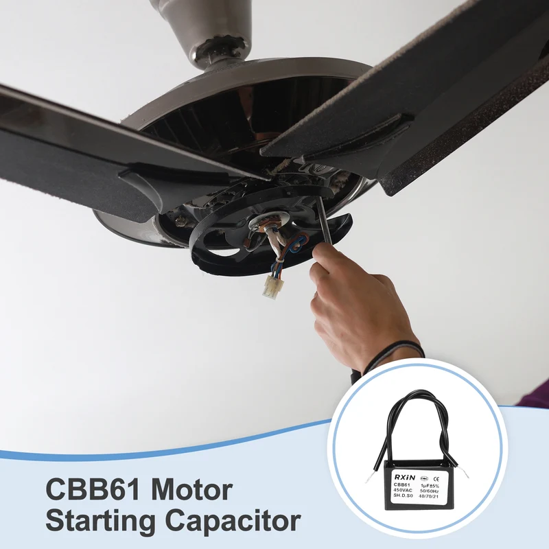2 Pcs CBB61 Capacitor, 1uF 450V Plastic Ceiling Fan Capacitor