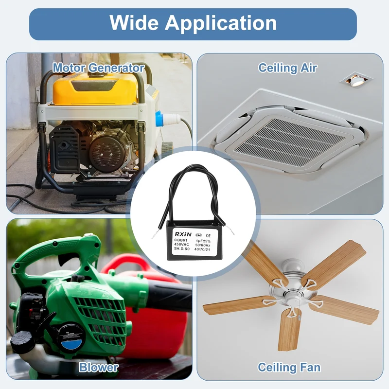 2 Pcs CBB61 Capacitor, 1uF 450V Plastic Ceiling Fan Capacitor