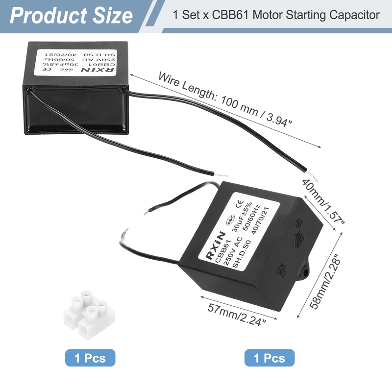 CBB61 Capacitor, 30uF 450V Plastic Ceiling Fan Capacitor