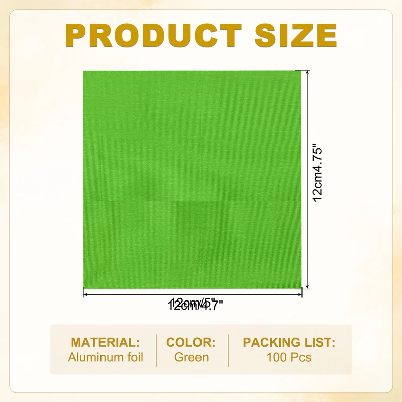 Foil Candy Wrappers 5x5 Inch, 100 Pcs Green Fine Grid Paper for DIY Chocolate
